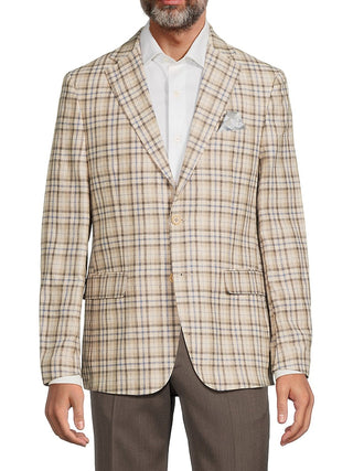 Tallia Men's Slim Fit Plaid Blazer Brown Size 40
