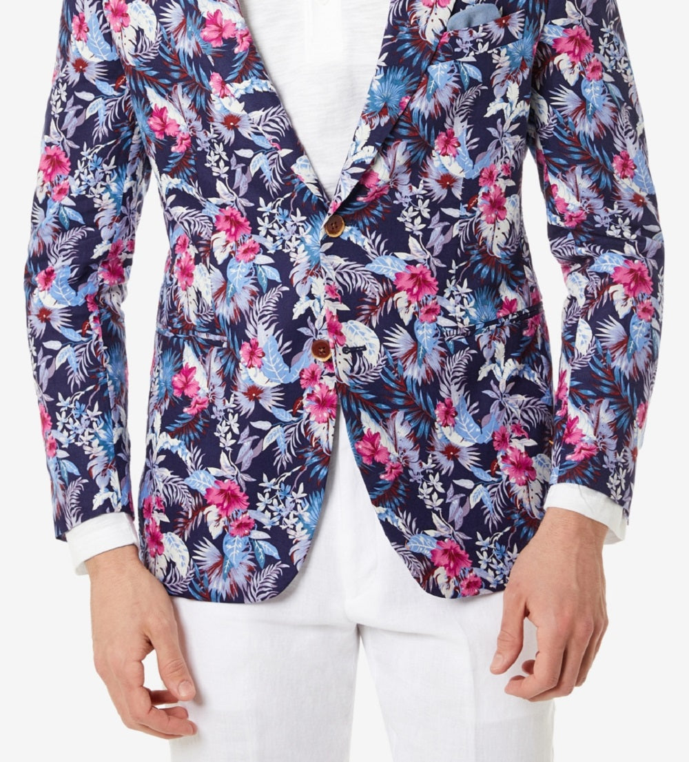 Tallia Men's Slim Fit Floral Blazer Blue Size 46