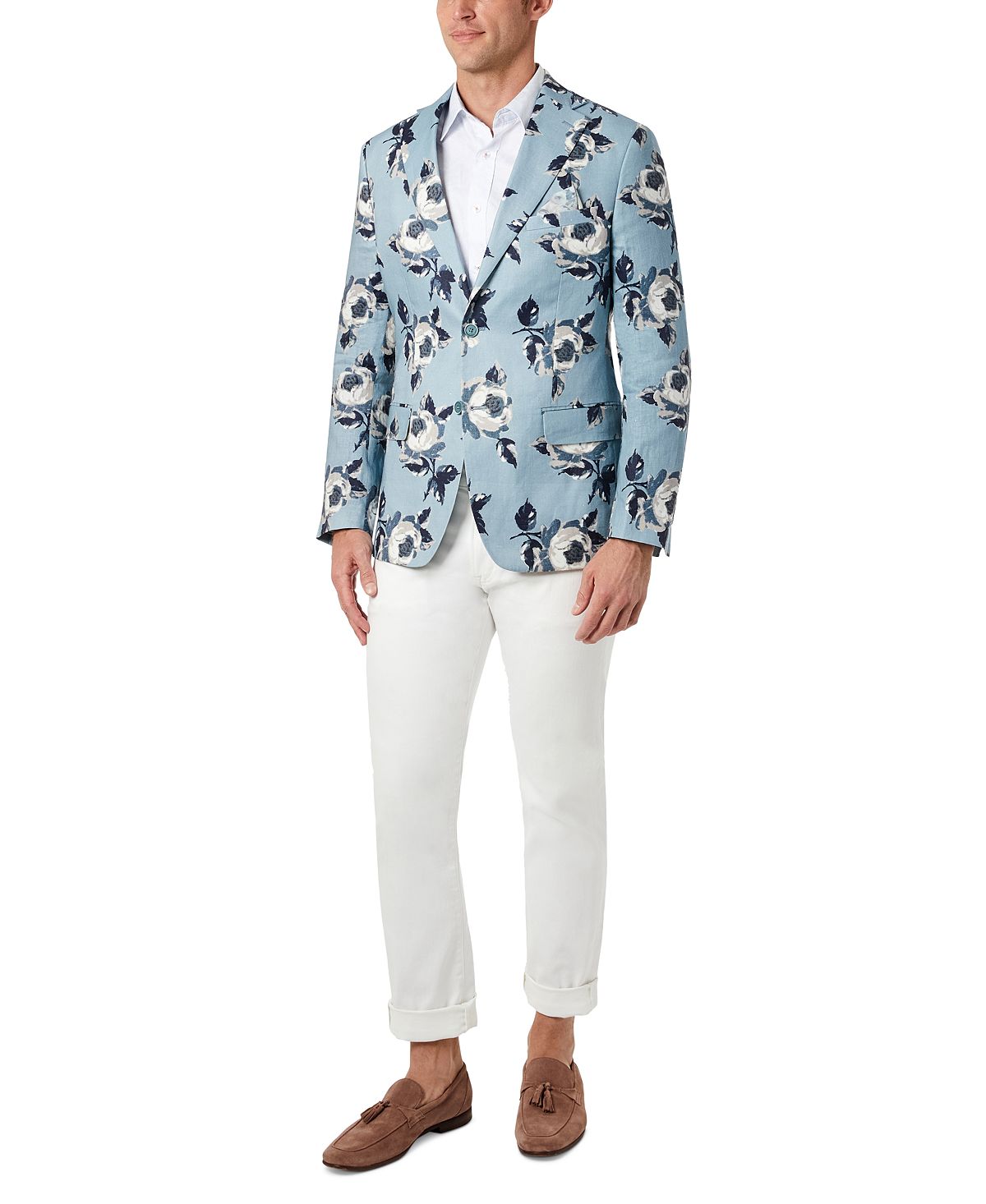 Tallia Men's Slim Fit Floral Blazer Blue Size 44