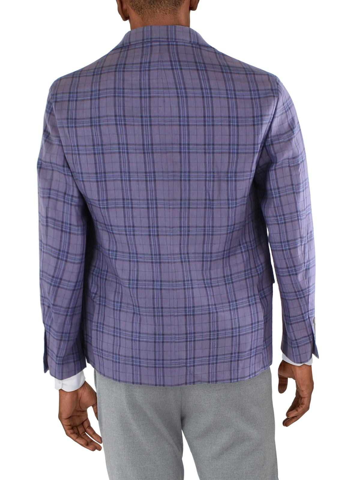 Tallia Men's Verdello Linen Plaid Two Button Blazer Purple Size 40