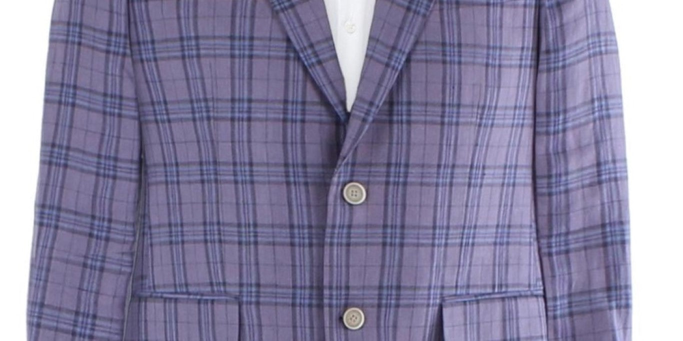 Tallia Men's Slim Fit Plaid Blazer Purple Size 46