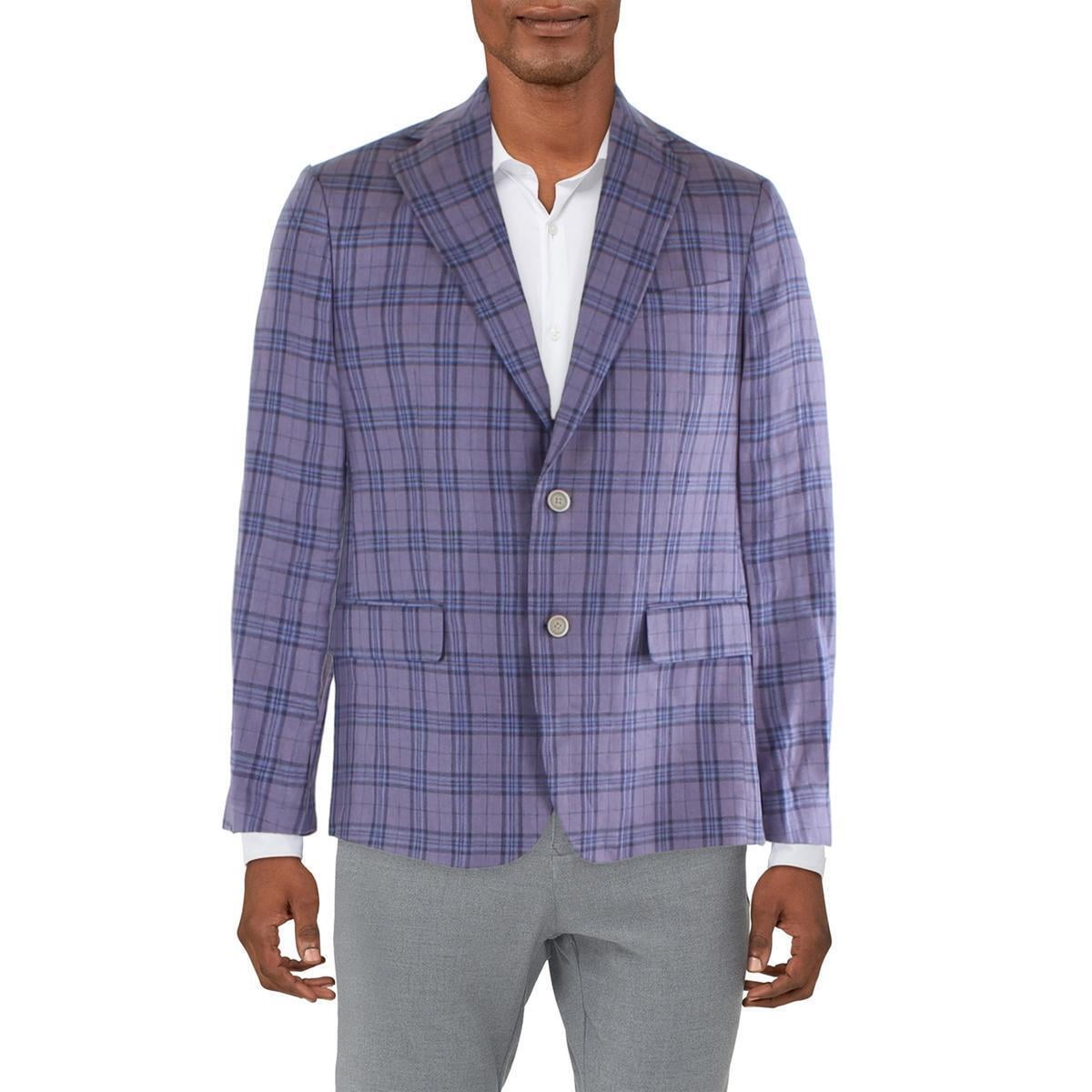 Tallia Men's Purple Slim-Fit Plaid Blazer Size 44R