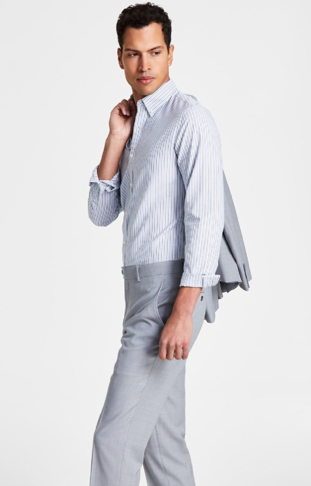 Bar III Men's Slim Fit Wool Sharkskin Suit Pants Gray Size 33X30