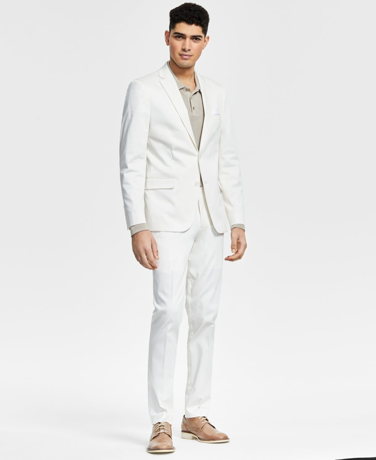 Bar III Men's Slim Fit Stretch Solid Suit Jacket White Size 44