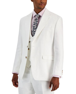 Tayion Collection Men's Classic Fit Solid Suit Jacket White Size 46