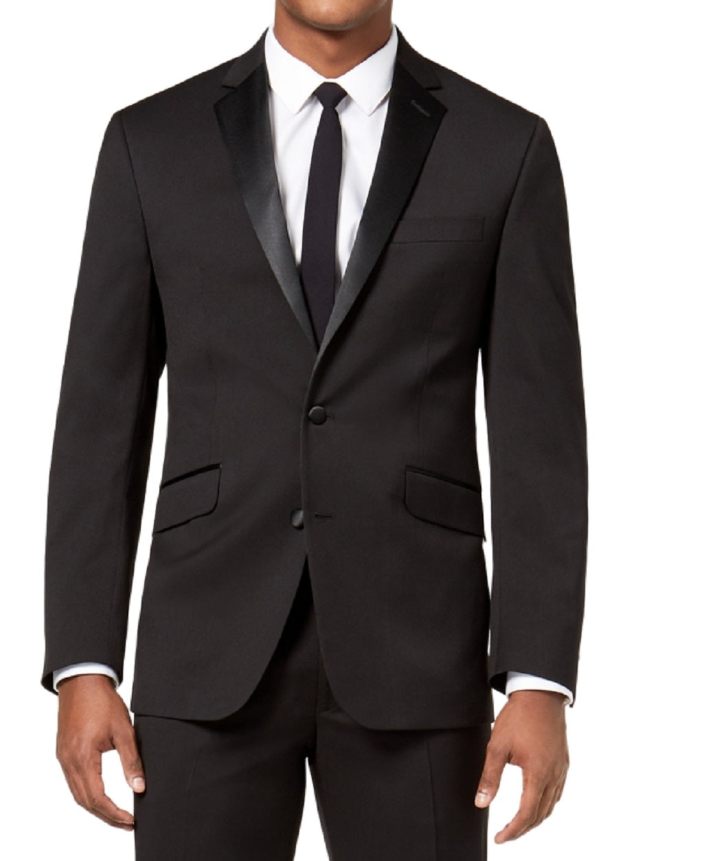Kenneth Cole Reaction Men's Slim Fit Ready Flex Tuxedo Suit Black Size 36