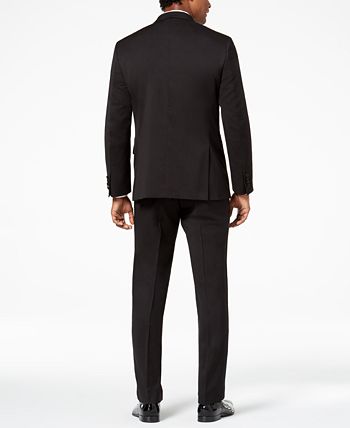 Kenneth Cole Reaction Men's Slim Fit Ready Flex Tuxedo Suit Black Size 46