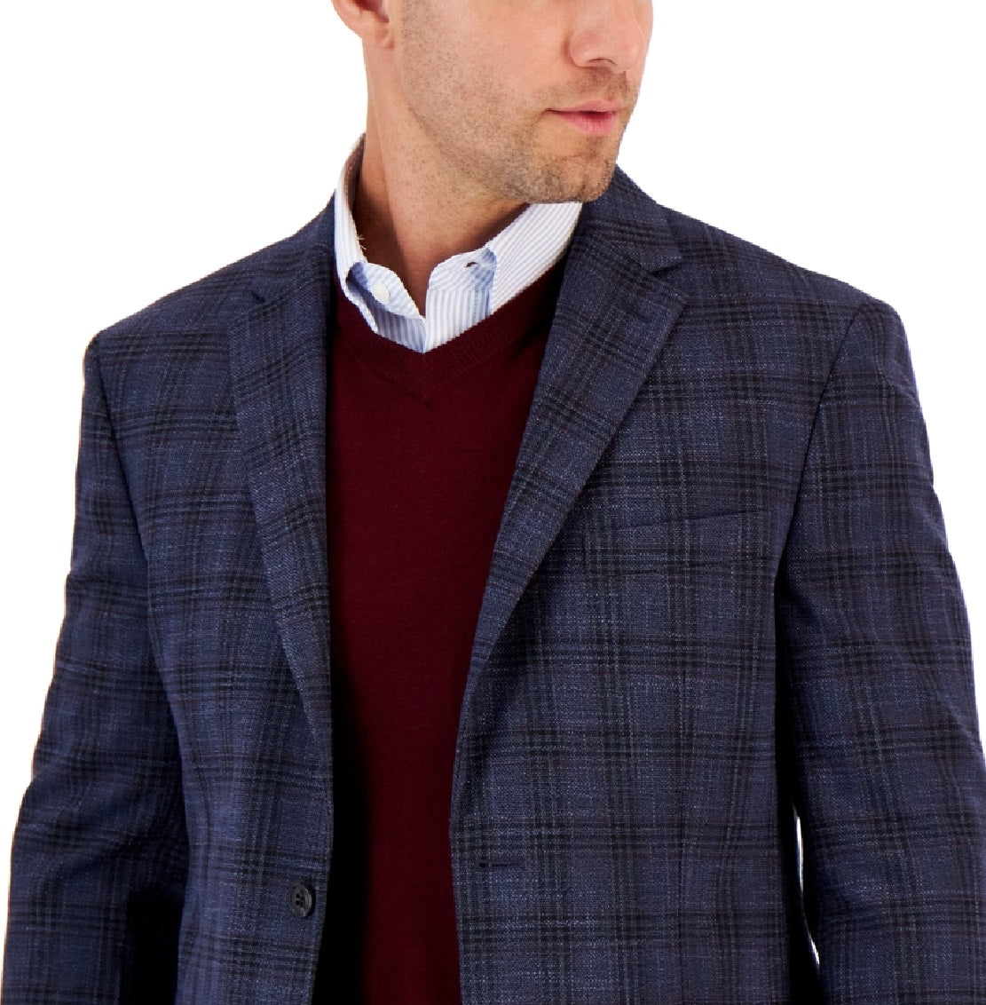 Tommy Hilfiger Men's Modern Fit Check Sport Coat Blue Size 42