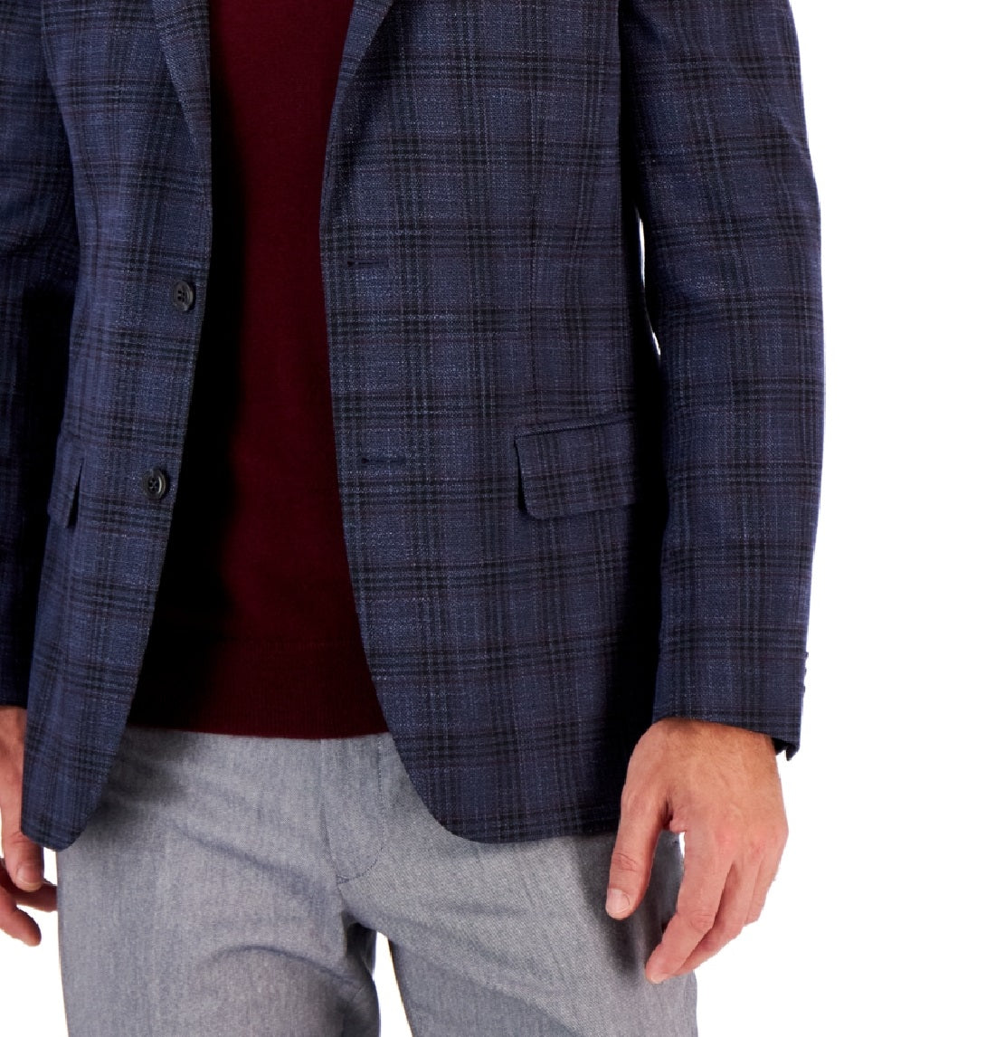 Tommy Hilfiger Men's Modern Fit Check Sport Coat Blue Size 42