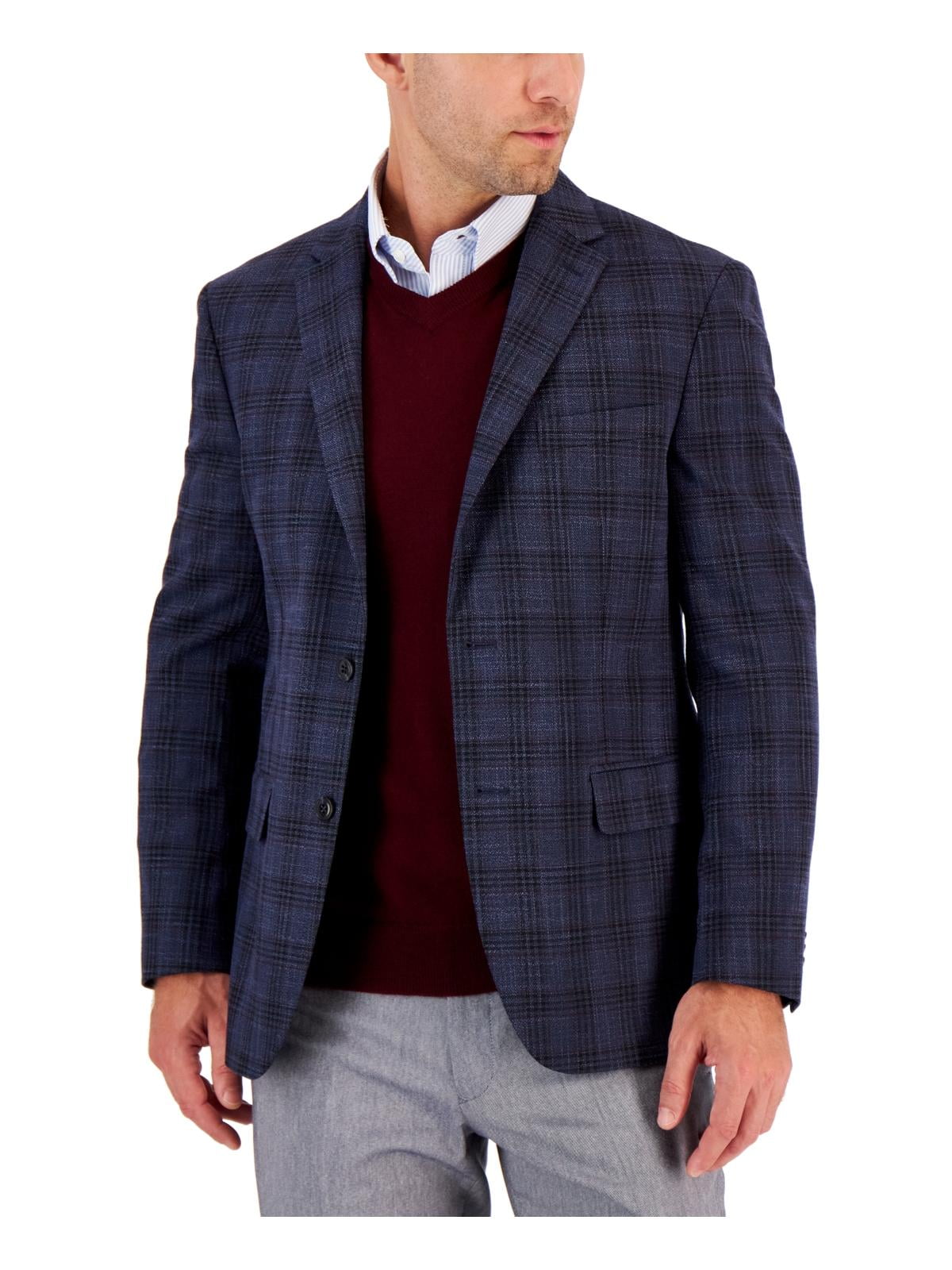 Tommy Hilfiger Men's Modern Fit Check Sport Coat Blue Size 42