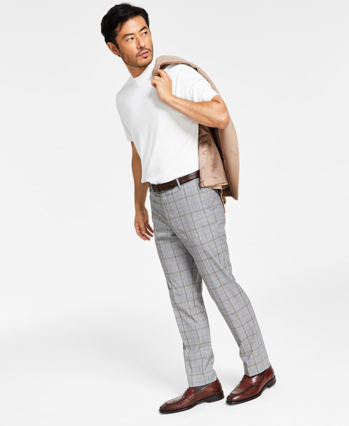 Tommy Hilfiger Men's Modern Fit Th Flex Stretch Patterned Pants Gray Size 38X30
