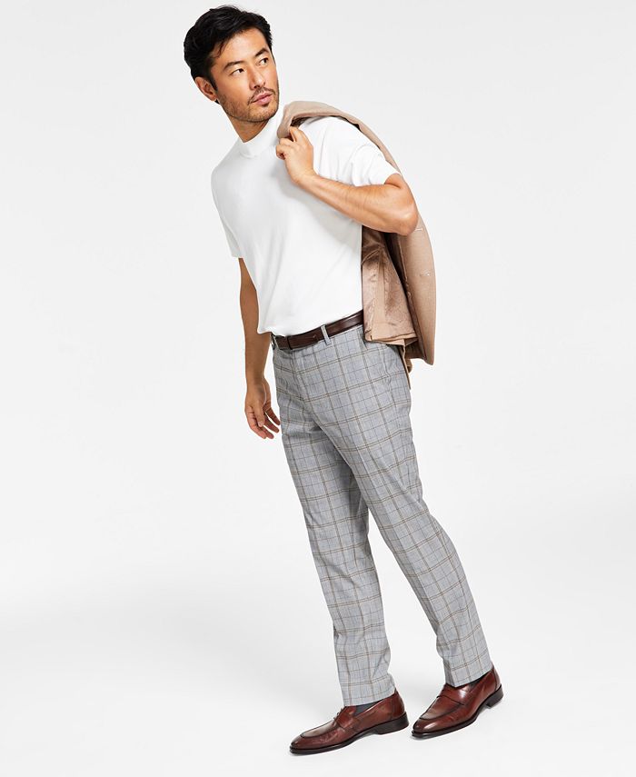 Tommy Hilfiger Men's Modern-Fit Th Flex Stretch Patterned Pants Gray Size 33X30