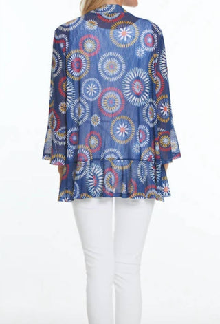 Multiples - Flounce Sleeve Mesh Open Cardigan