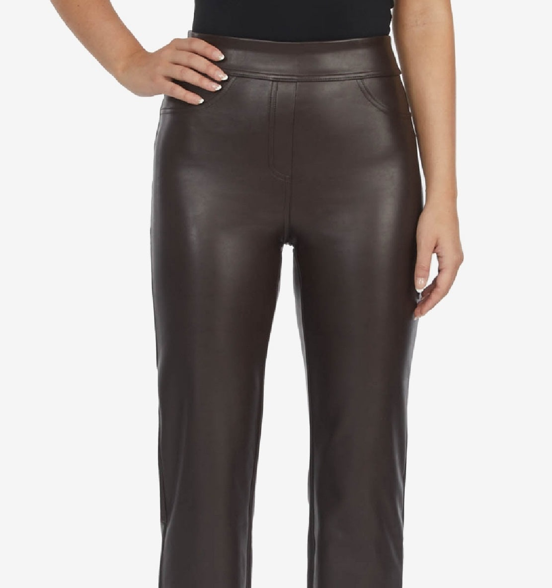 Laundry By Shelli Segal Women's Faux Leather Straight Leg Pants Brown Size X-Small