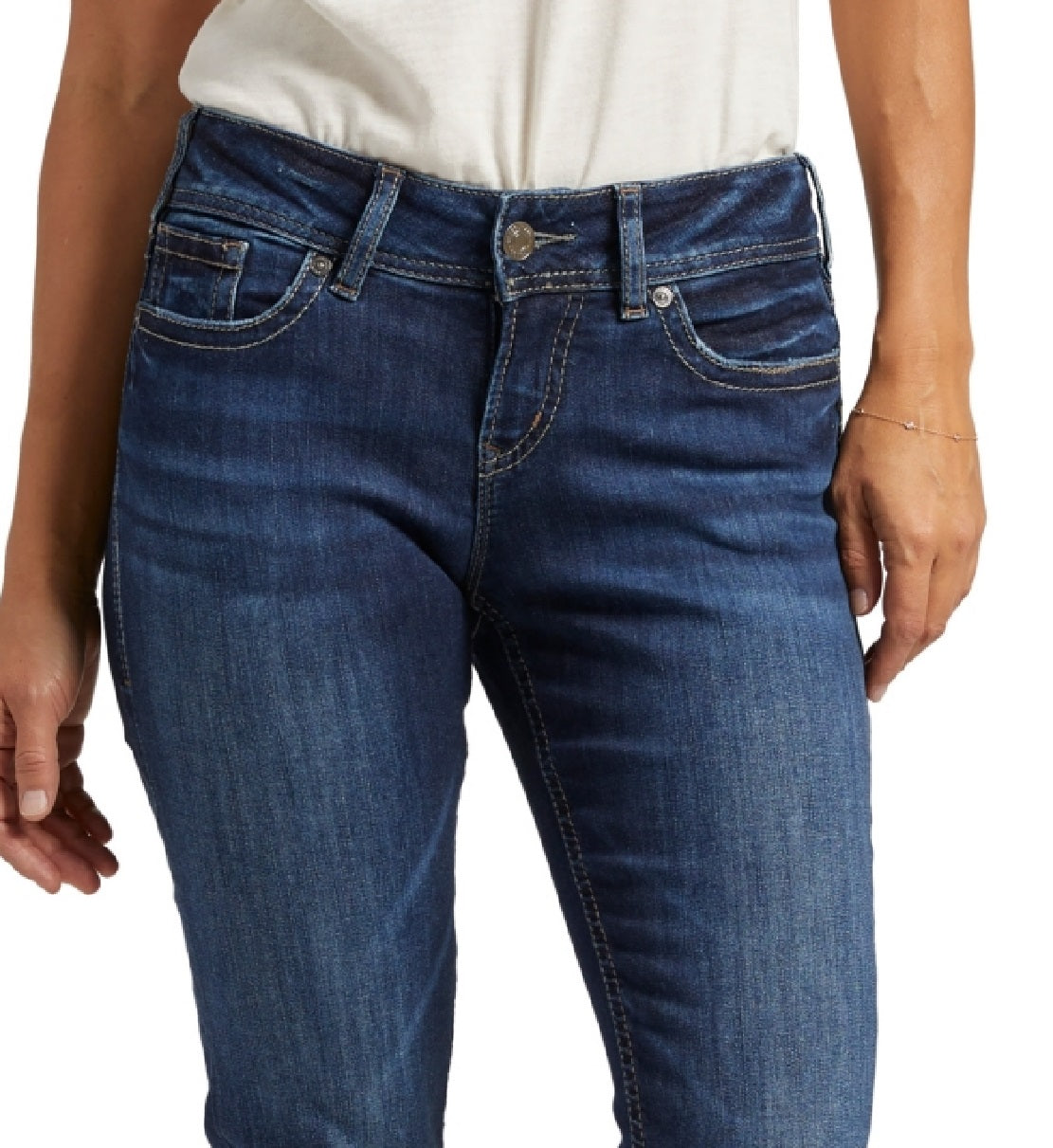 Silver Jeans Co. Women's Suki Distressed Skinny Fit Jeans Blue Size 33X31