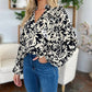 Double Take - Full Size Printed Ruffle Trim Balloon Sleeve Shirt