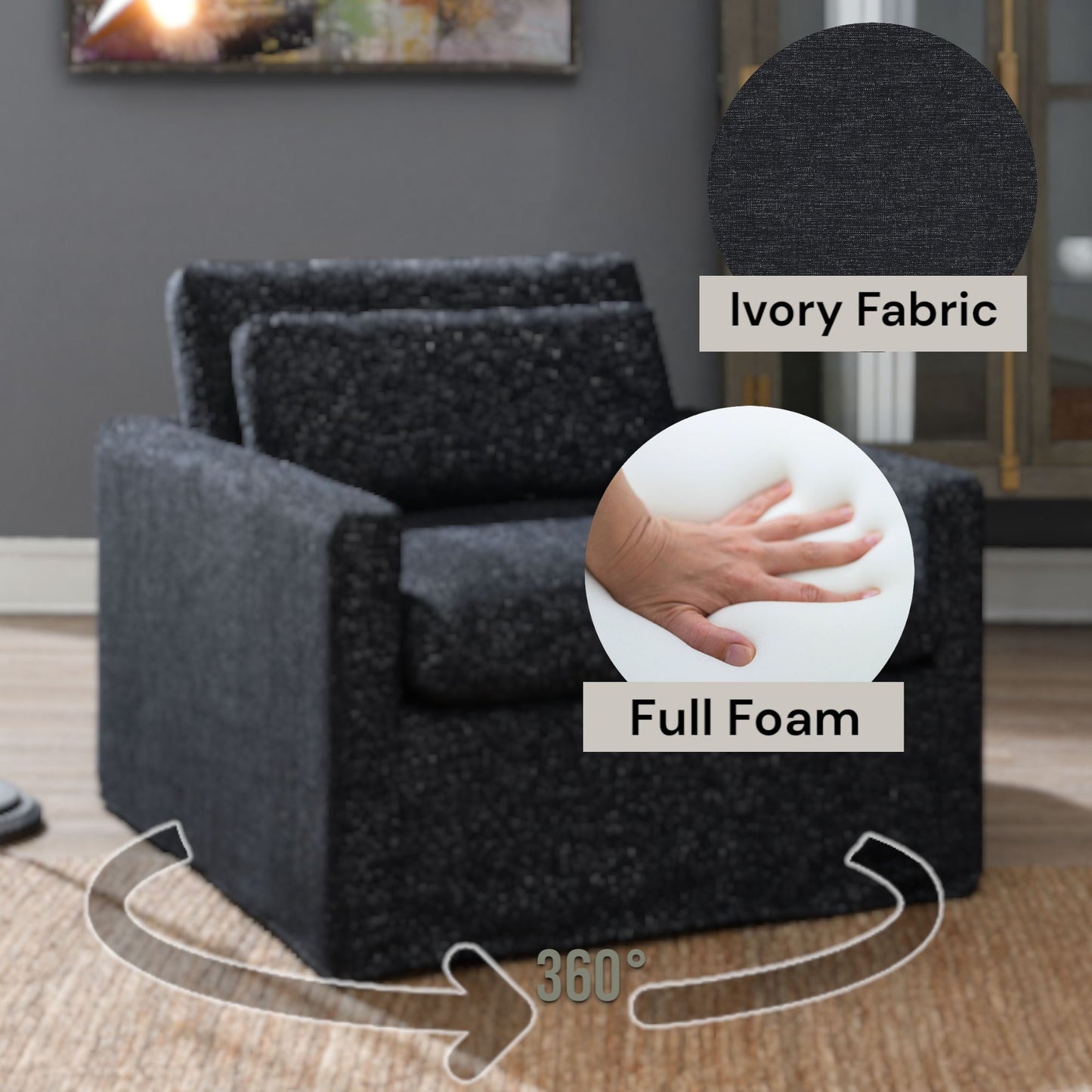 Naveen Swivel Chair with 1 Toss Pillow
