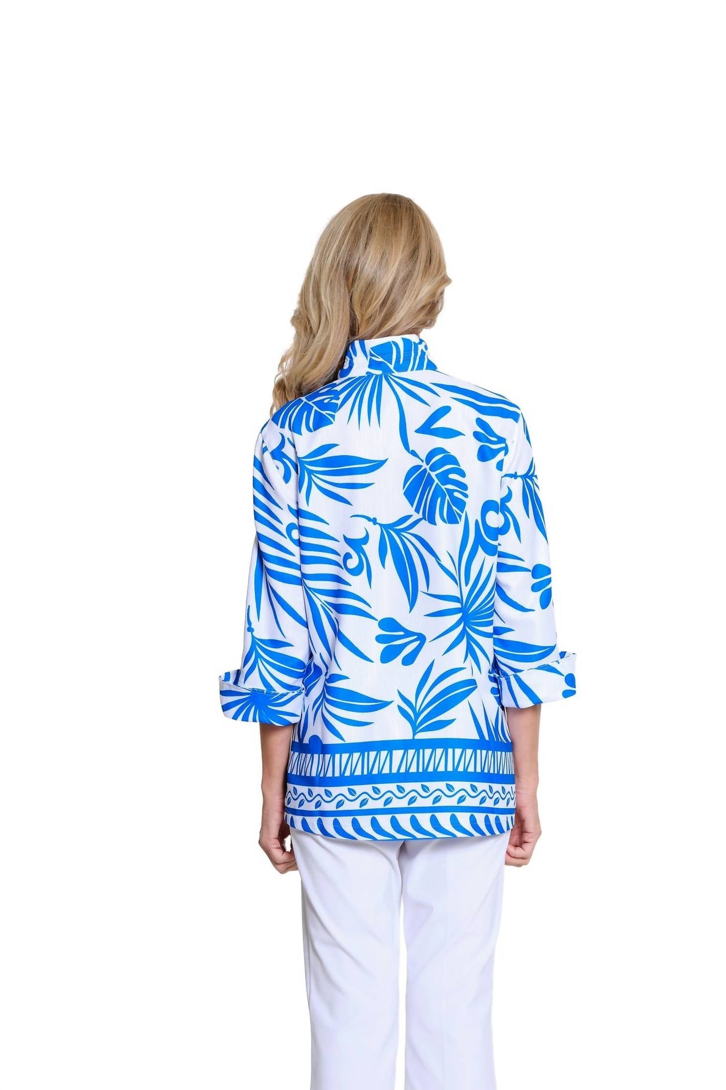 Multiples - Flounce Sleeve Print Jacket (petite Size)