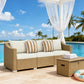 Outdoor Furniture Rattan Sofa with Cushions and Throw Pillows
