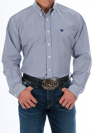 Cinch - Men's Royal Stripe Long Sleeve Button Down Shirt