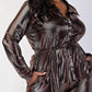 The Curve La - Plus Size Foil Knit Long Sleeve Shirt Top And Wide Leg Pants Set
