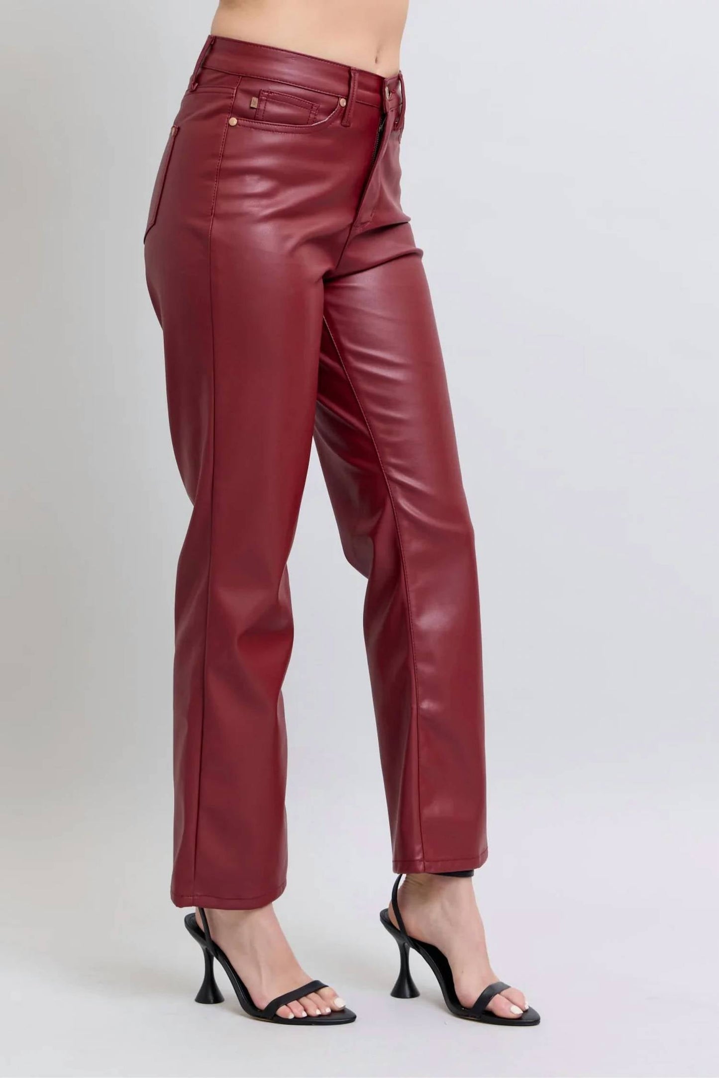 Judy Blue - Tummy Control Faux Leather Straight Pants