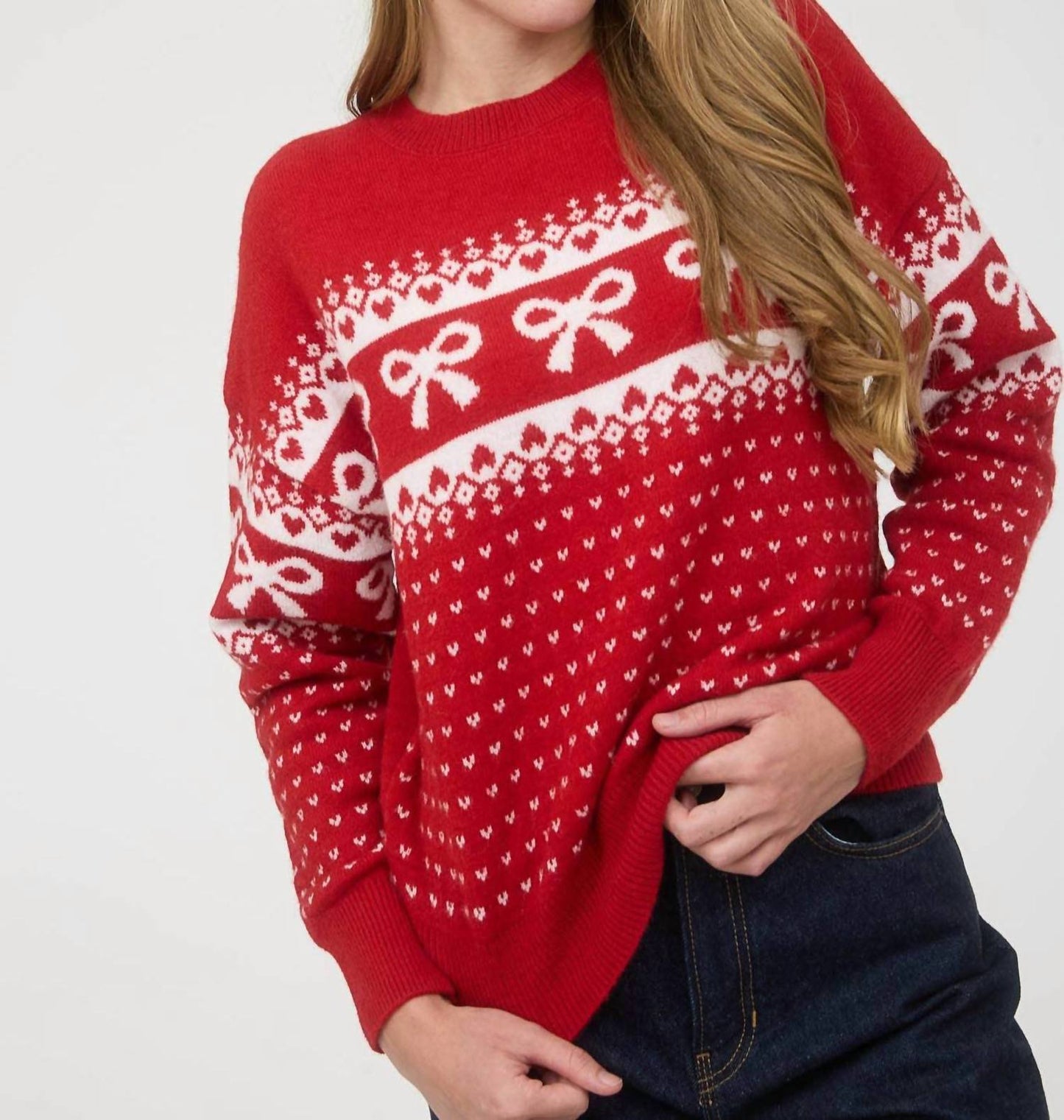 Blu Pepper - Bow And Heart Jacquard Sweater