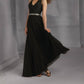 Morilee - Halter Chiffon Dress With Removable Beaded Sash