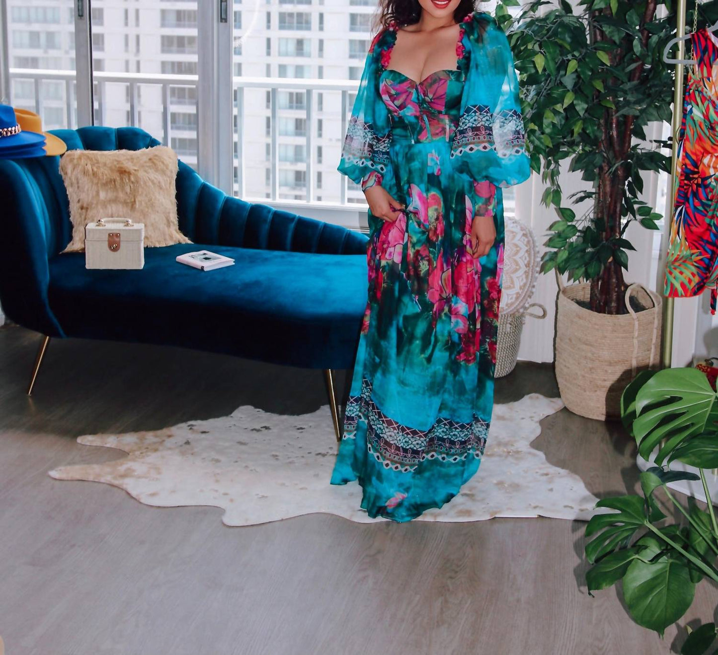 Little Secret Of Mine - Women's Full Length Floral Dress
