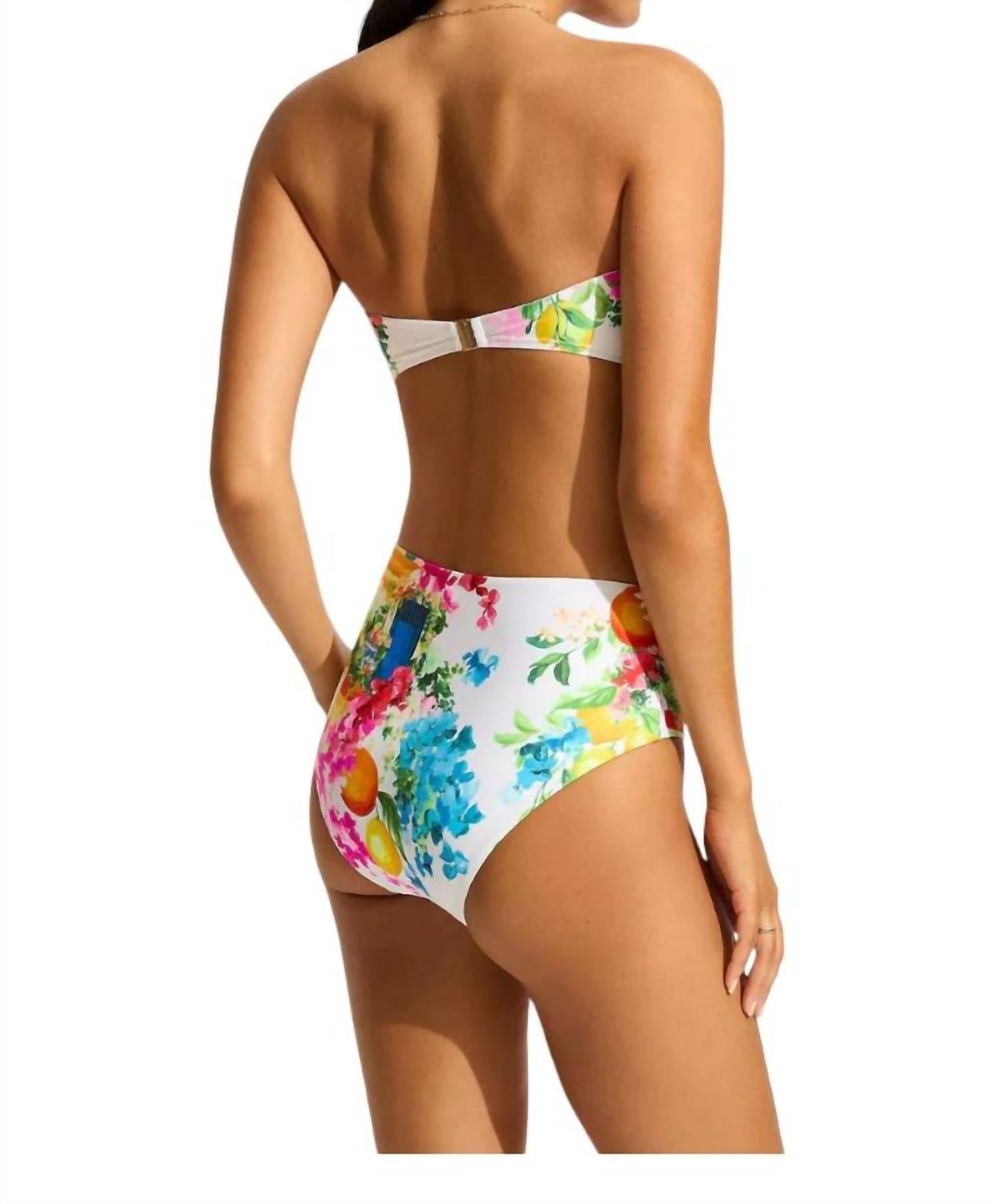 Seafolly - High Waisted Bandeau Postcard Print Bikini