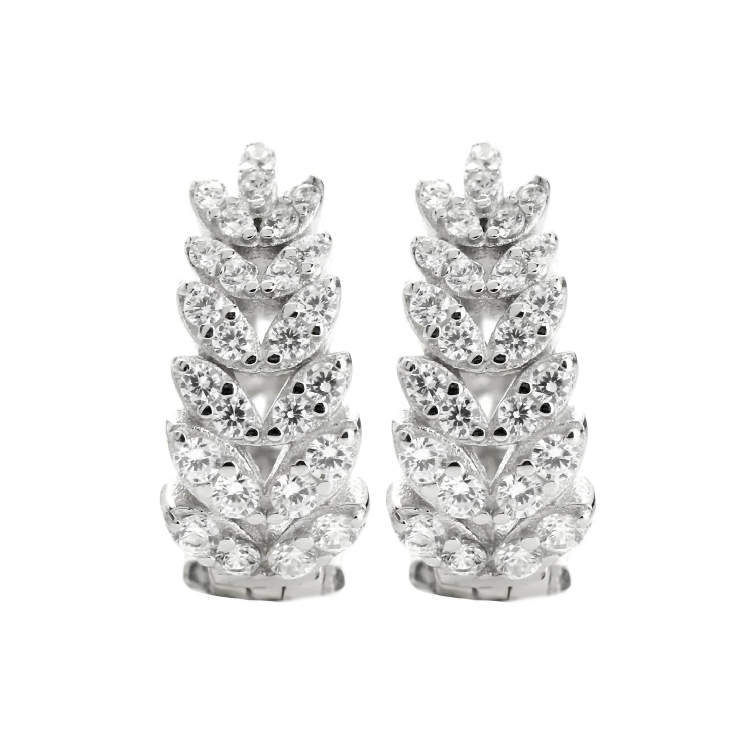 Artizan Joyeria - Women's Leaf Crystal Huggie Hoop Earrings