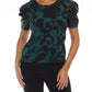 Joseph Ribkoff - Absolute Paisley Faux Leather Puff Sleeve Top
