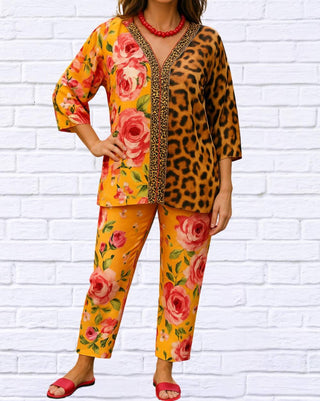 Diva Usa - Demi Chiffon Animal And Floral Blouse