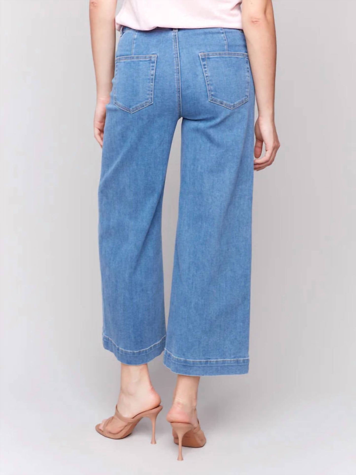 Charlie B - Mid-rise Cropped Flare Patch Pocket Pant