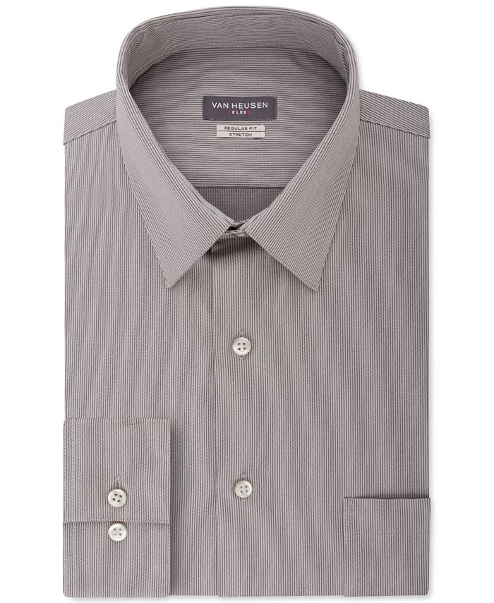 Van Heusen Men's Fit Flex Collar Stripe Dress Shirt Gray Size 16X34X35