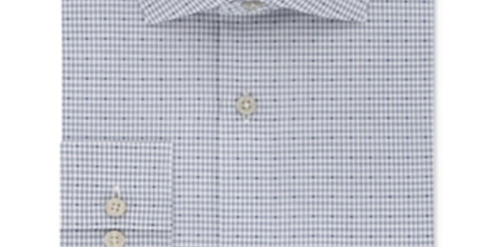 Calvin Klein Men's Slim Fit Non Iron Stretch Check Dress Shirt Blue Size 15X34X35