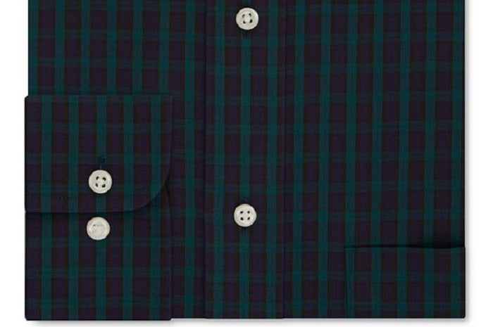 Eagle Men's Check Collared Work Dress Shirt Green Size 36-37