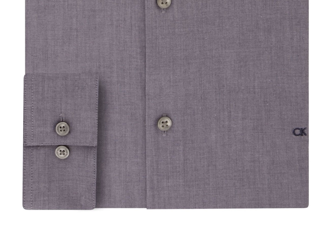 Calvin Klein Men's Slim Fit Stretch Dress Shirt Gray Size 16.5X34X35