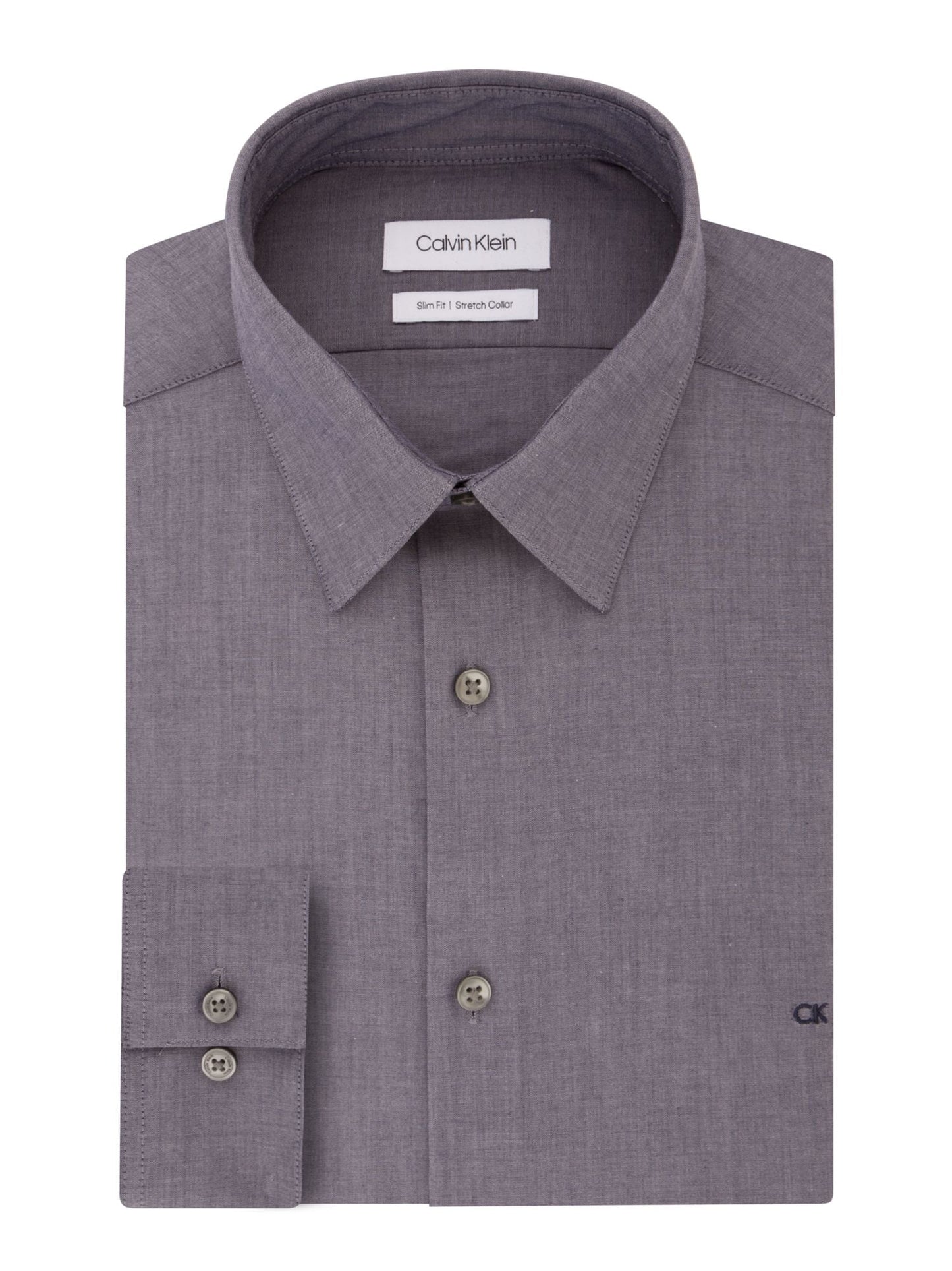Calvin Klein Men's Slim Fit Stretch Dress Shirt Gray Size 16.5X34X35