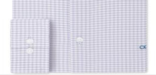Calvin Klein Men's Logo Slim Fit Stretch Collar Dress Shirt Purple Size 16X32-33