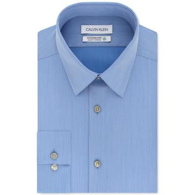 Calvin Klein Non-Iron Slim Fit Performance Dress Shirt Blue Size 16.5 36/37