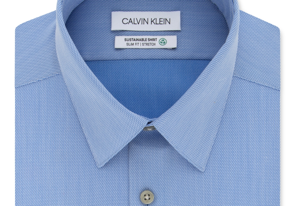 Calvin Klein Non-Iron Slim Fit Performance Dress Shirt Blue Size 16.5 36/37