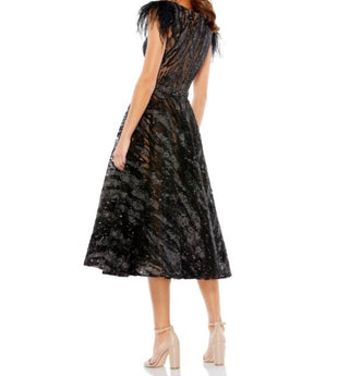 Mac Duggal - Feather Cap Sleeve Midi Formal Dress