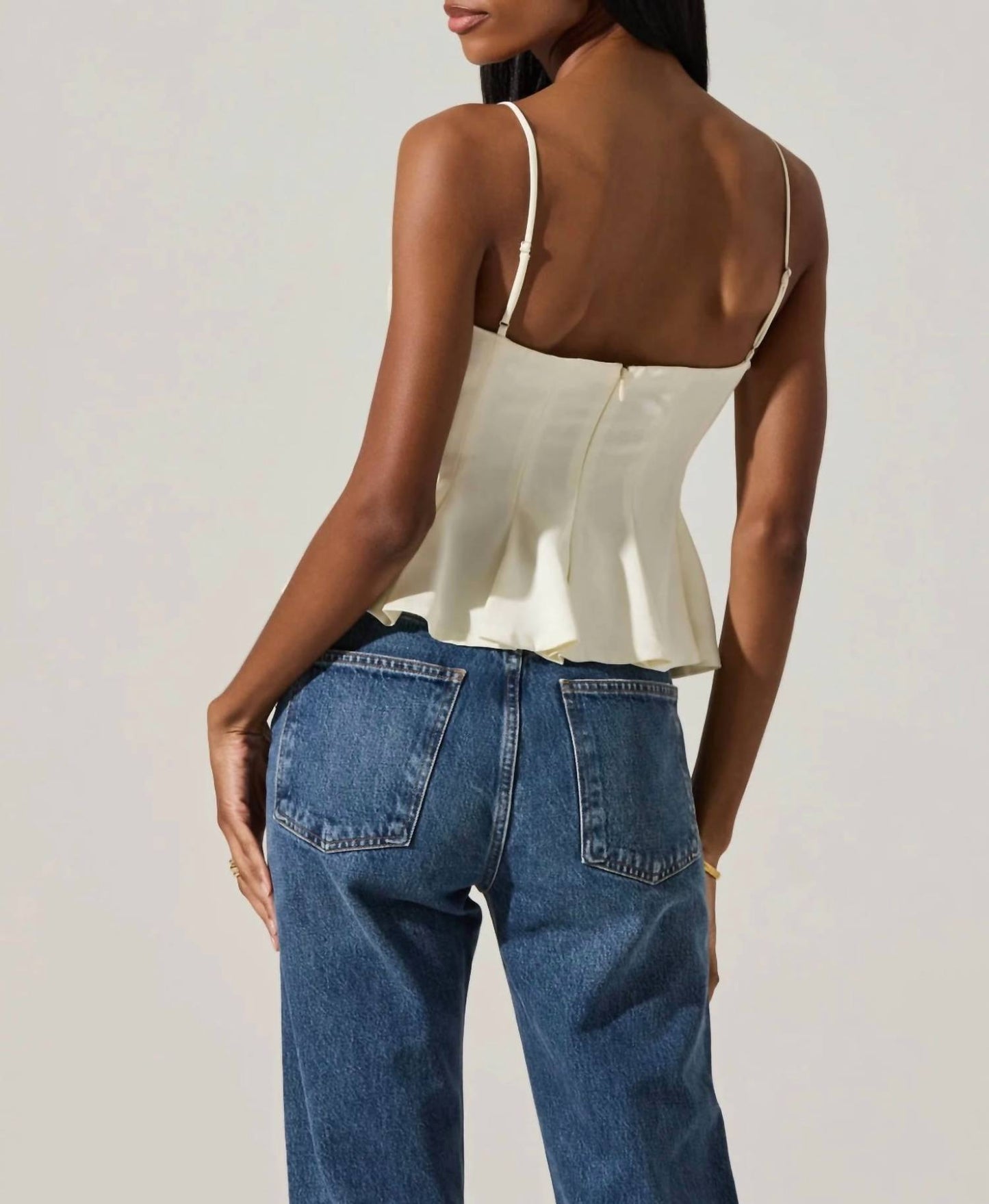 Astr - Paislee Satin Pleated Peplum Top