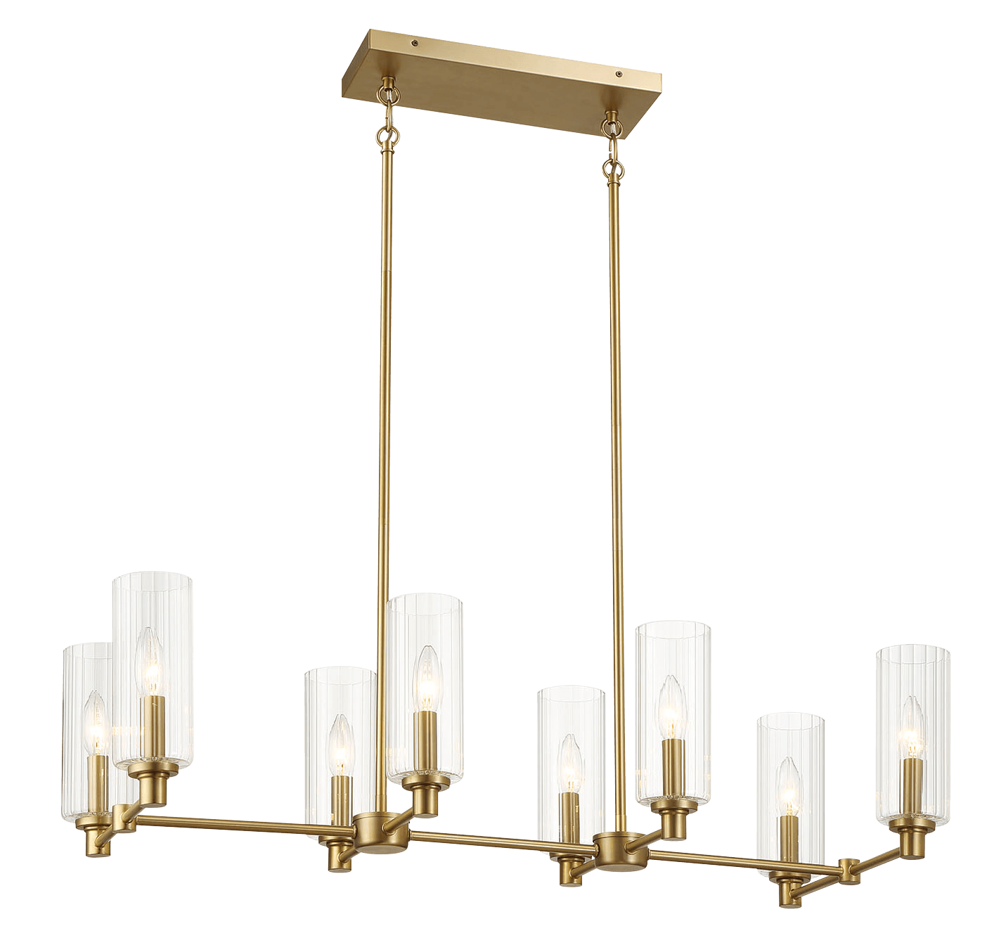 Willow Eight Lights Island Pendant Lamp - Satin Brass