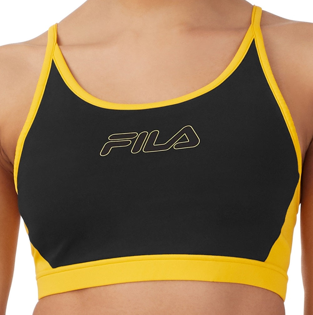 Fila Women's Download Logo Print Sports Bra Black Size Small