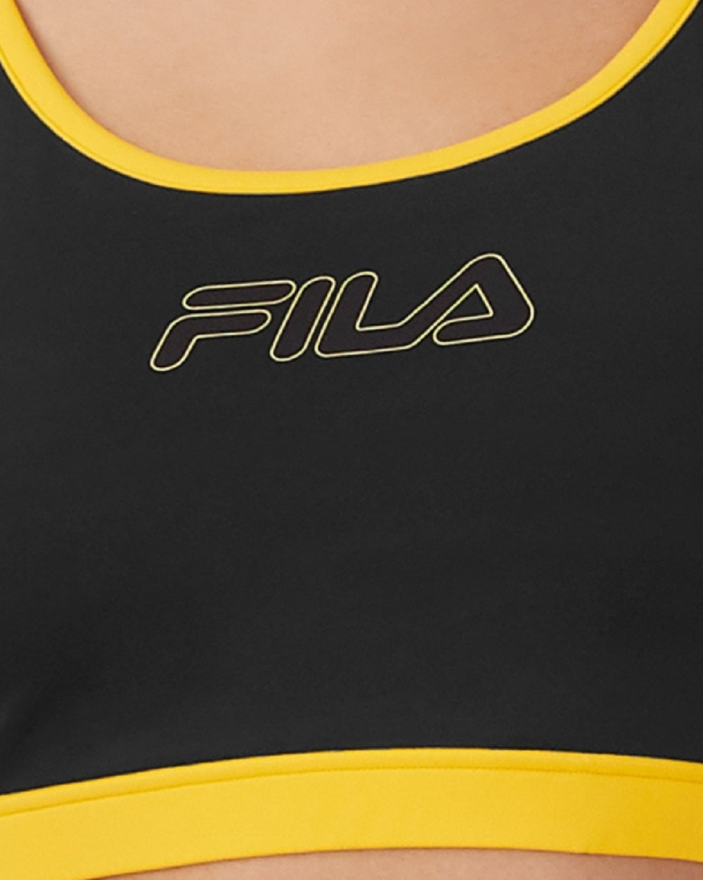 Fila Women's Download Logo Print Sports Bra Black Size Small