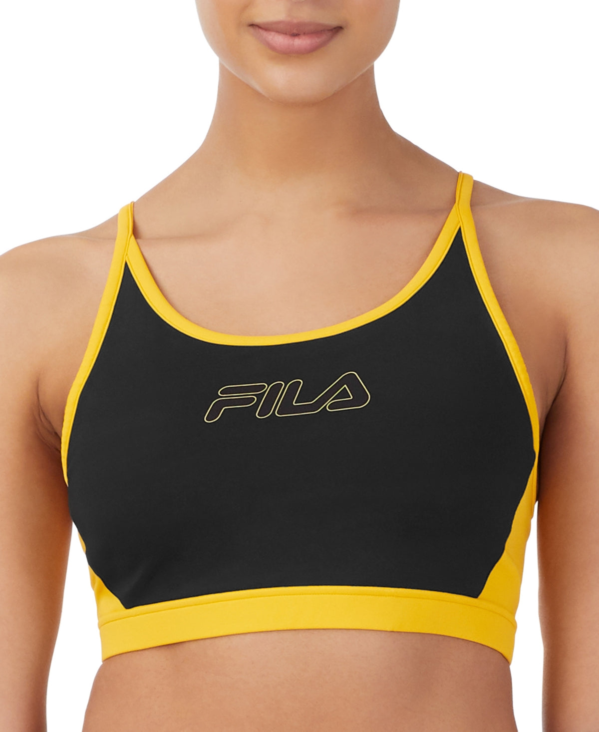 Fila Women's Download Logo Print Sports Bra Black Size Small