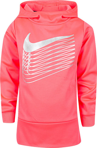 Nike Little Girl's Metallic Logo Therma Fleece Hoodie Pink Size 5
