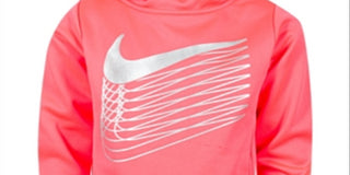 Nike Little Girl's Metallic Logo Therma Fleece Hoodie Pink Size 5